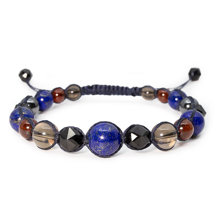 ラピスラズリ・ブラックスピネル編みブレスレット