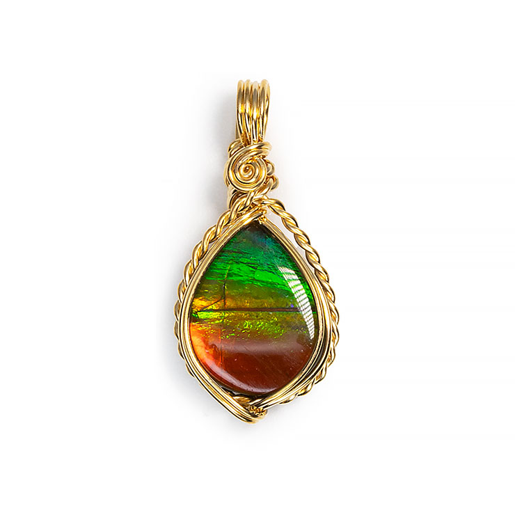 【一点もの】アンモライト ワイヤーラップペンダントトップ