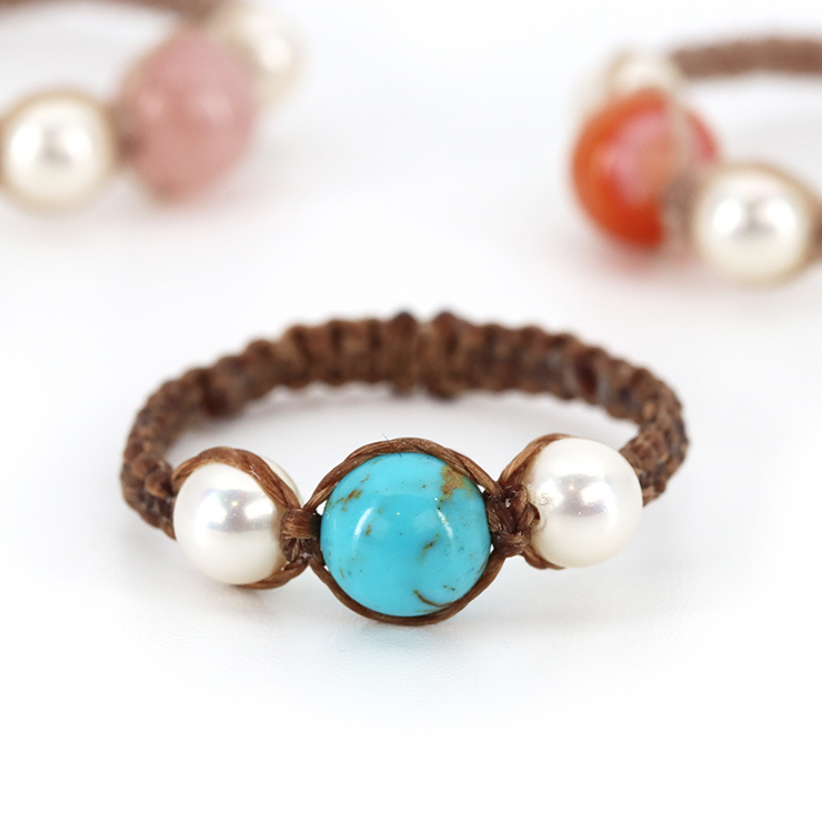 ターコイズ編みリング