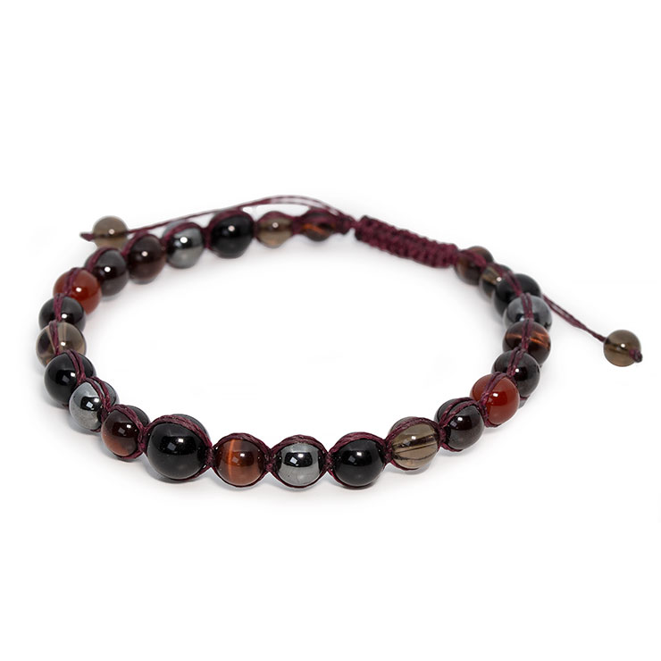 モリオン・レッドタイガーアイ編みアンクレット